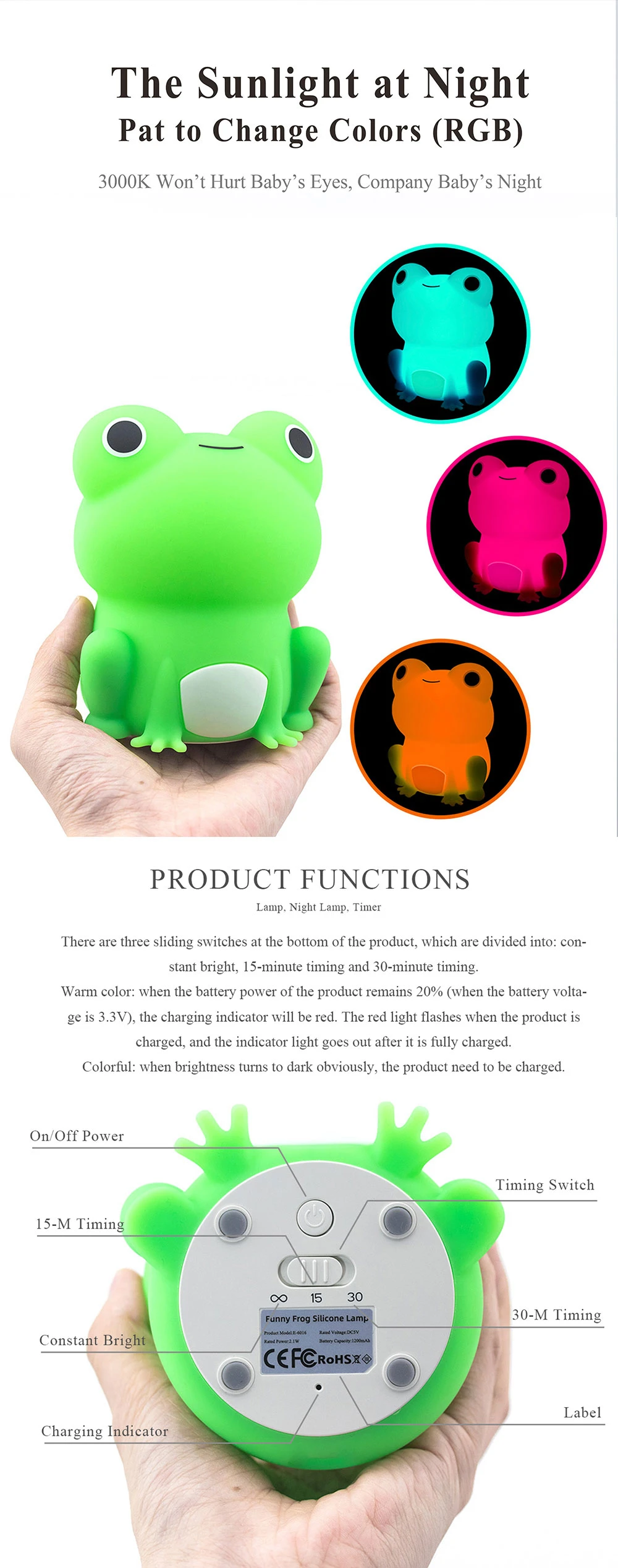 The cutest soft colorful silicone frog night light The cutest soft colorful silicone frog night light